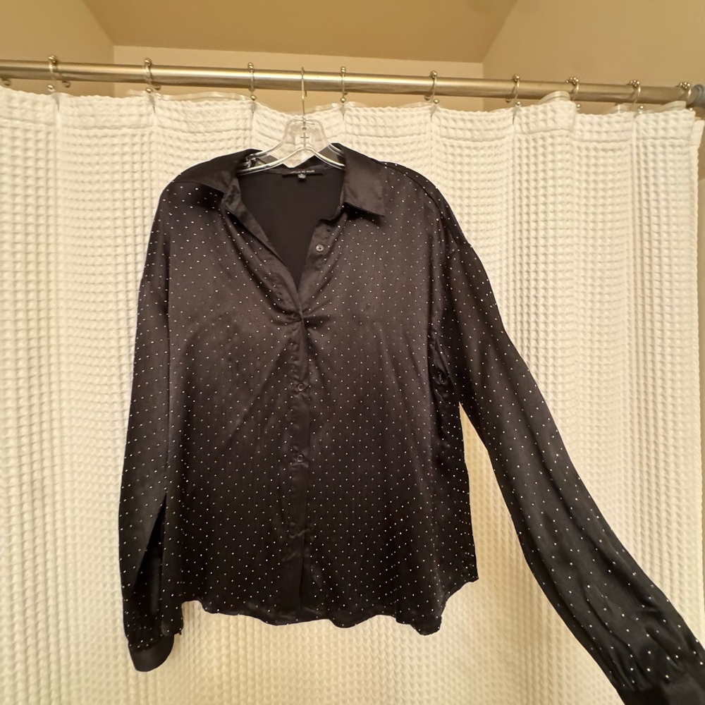 Oversized Black rhinestone  Blouse